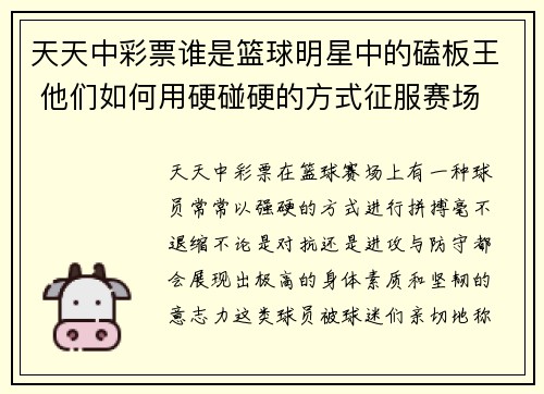 天天中彩票谁是篮球明星中的磕板王 他们如何用硬碰硬的方式征服赛场 - 副本